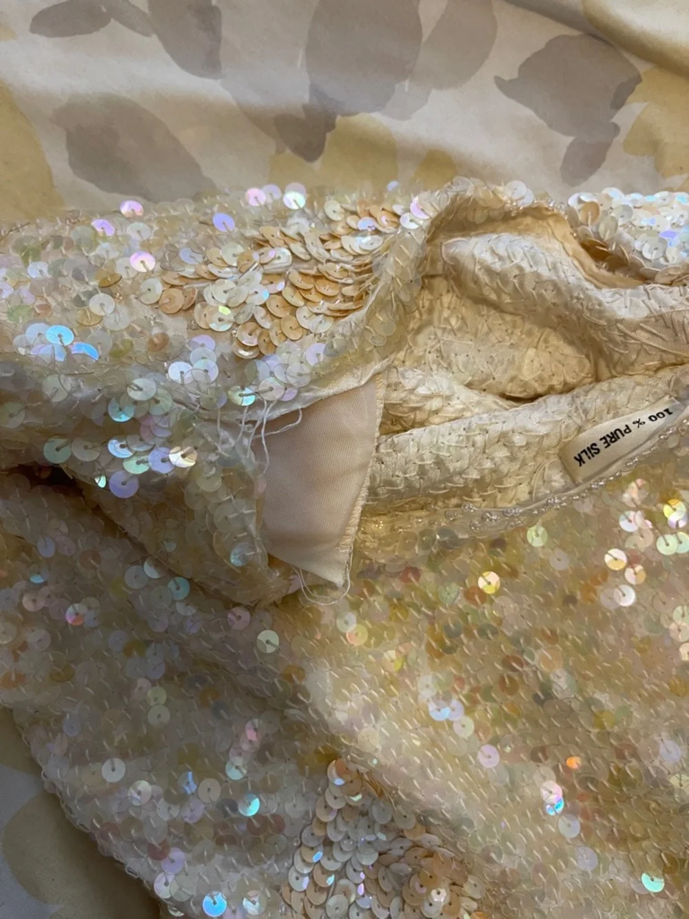 All silk sequins dress Women’s L XL iridescent - Picture 9 of 11